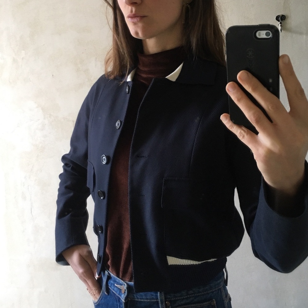 Victor Victoria navy varsity style jacket sz S - Picture 4 of 14